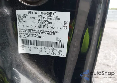 2006 Ford F-250 Lariat/Xl/Xlt из США, поврежденный, VIN 1FTSX21536ED65522